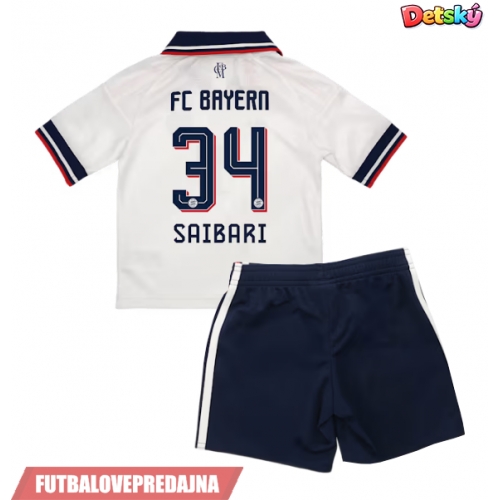 Lacne Dětský Futbalové dres Bayern Munich Ismael Saibari #34 2026-27 Krátky Rukáv - Preč (+ trenírky)